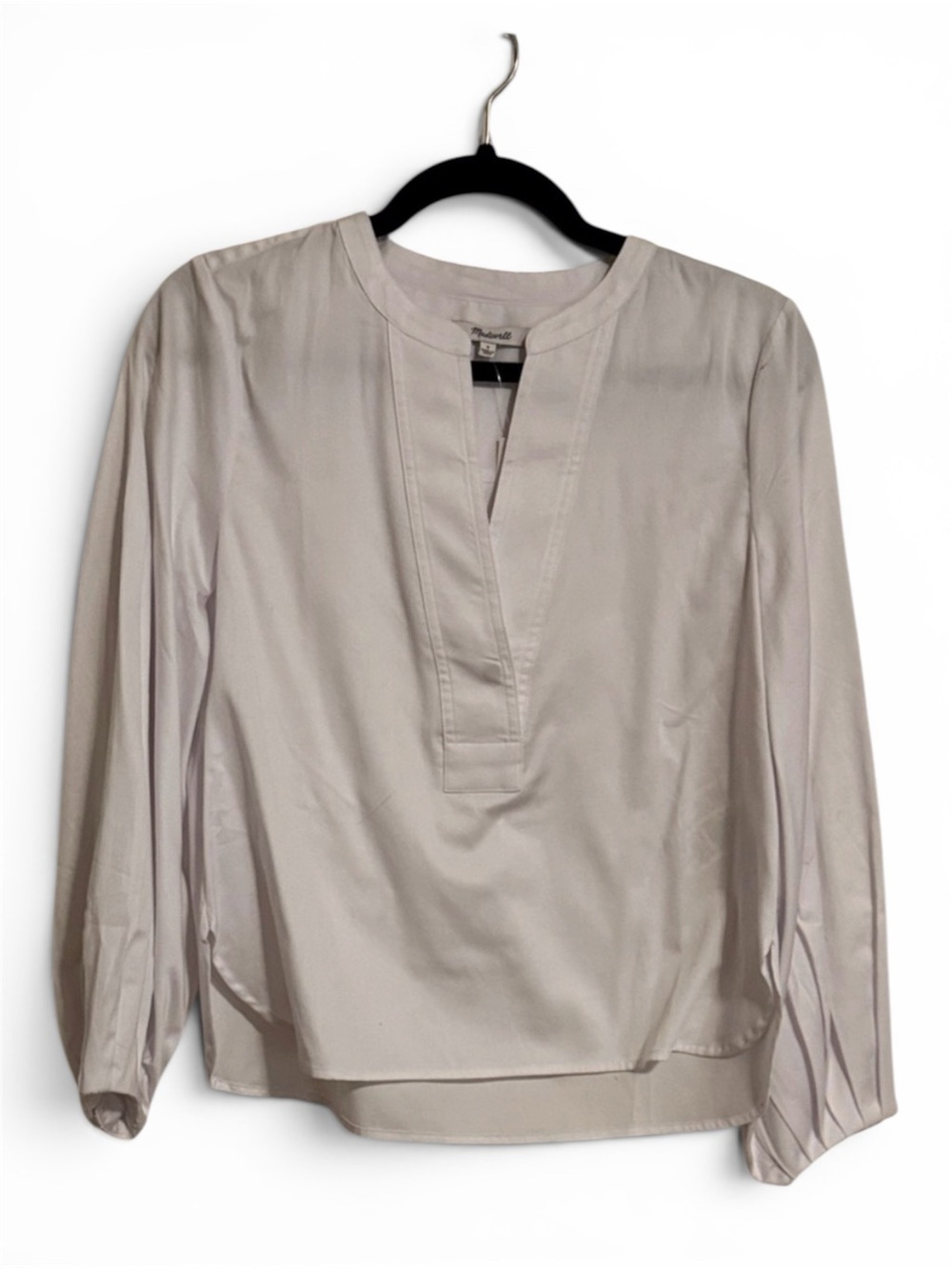 Madewell White Blouse with V-Neck